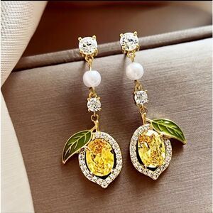 Yellow & Green Pearl & Lemon Earrings